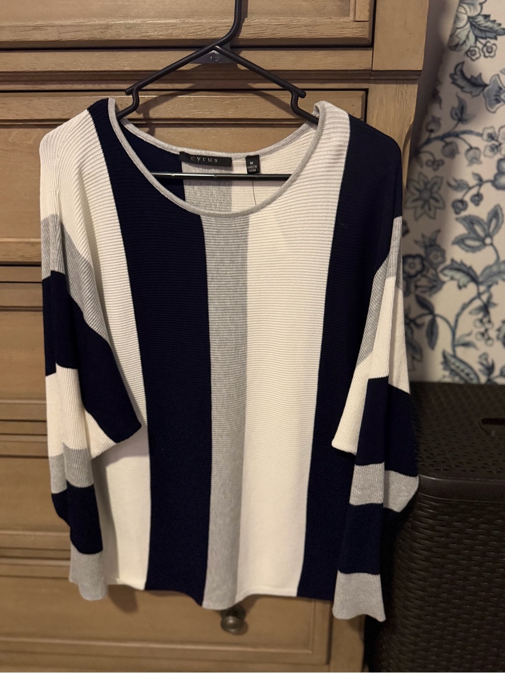 Marshalls Navy, White & Gray Striped Crew Neck Sweater